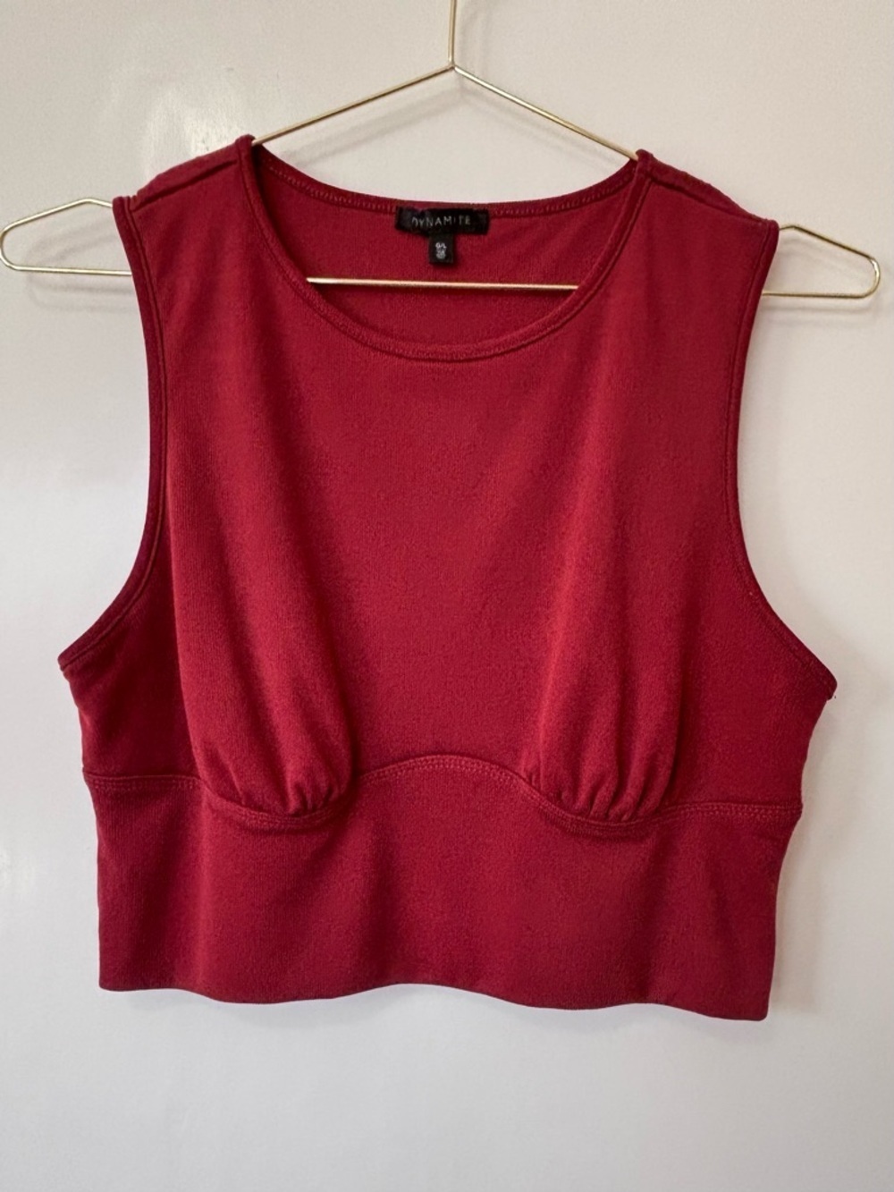 Dynamite| Burgundy Sculpted Sleeveless Bodycon Cropped Tank Sz L